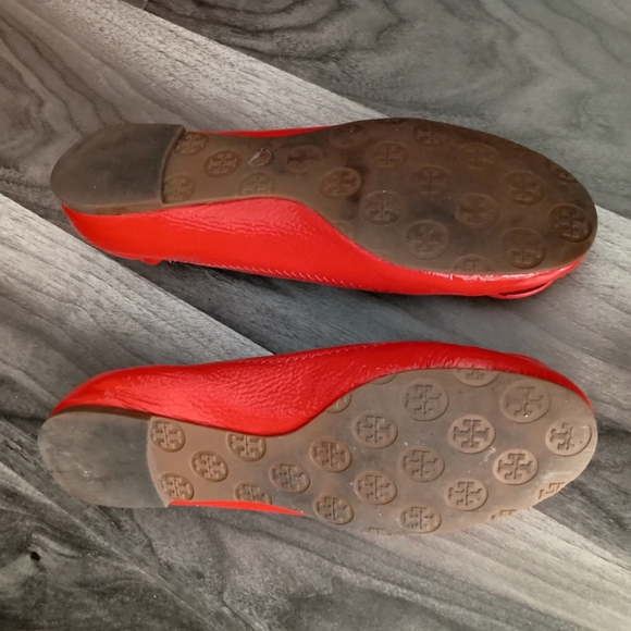Tory Burch Flame Red Flats Size 10 - Picture 4 of 10